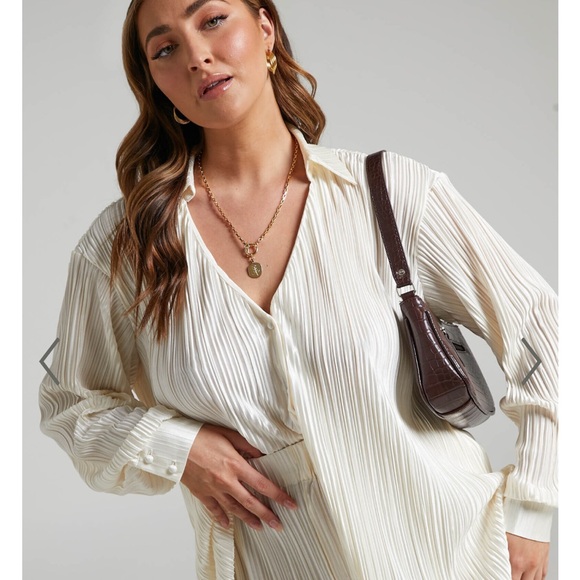 Showpo Cream Button Down Shirt - Picture 1 of 5